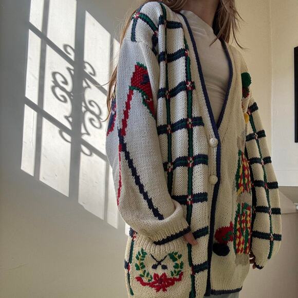 Vintage Heirlooms Golf Cardigan Large Preppy Grandpa Sweater - Picture 3 of 5